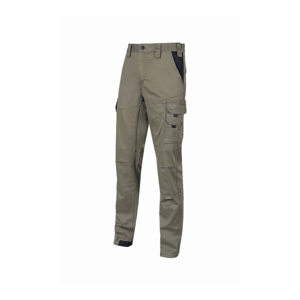 Upower Guapo Pantalones de Trabajo de Algodon Elastico - Talla 2XL - Multiples Bolsillos, Cierre Resistente, Cintura Elastica, Rodillas Preformadas, Talonera Reforzada, Proteccion DPI1 - Col
