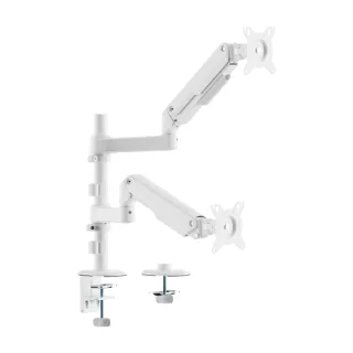 Aisens Eco Soporte de Mesa con 2 Brazos Articulados para Monitores de 17"-32" - Soporta hasta 9kg - Gestion de Cables - VESA 100x100mm - Contrapeso Giratorio e Inclinable - Color Blanco