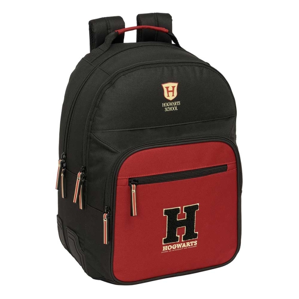 Safta Harry Potter Hogwarts Mochila - Adaptable a Carro - Bolsillo Frontal - Portabotellas - Cremallera con Doble Tirador - Asa de Mano - Hombreras y Espalda Acolchada - 32x42x15cm - Color Negro y Rojo