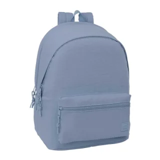 Safta Basic Mochila para Portatiles hasta 15.6" - Bolsillo para Tablet hasta 11" - Antirrobo - Asa de Mano - Conector USB - Cremallera - Doble Tirador - Acolchada - 31x44x18cm - Color Azul A