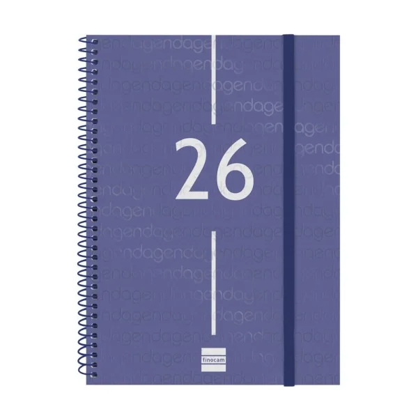 Finocam Year Agenda de Espiral - Tapa Ligera - Formato E10 - 162x14x212mm - Semana Vista en Vertical - Color Azul