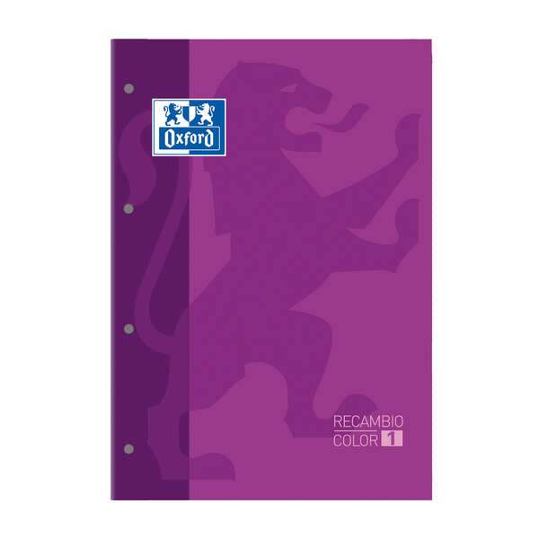 Oxford School Classic Cuaderno de Recambio - Tamaño A4 - Tapa Blanda - Encolado - 80 Hojas - Cuadricula 5x5 - Color Morado · Pack de 5 uds.