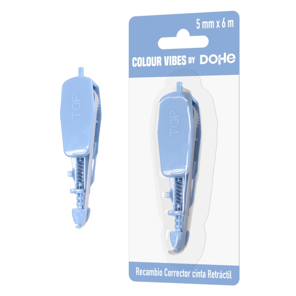 Dohe Colour Vibes Recambio de Cinta Correctora - 5mm x 6m - Retractil - Color Azul · Pack de 10 uds.