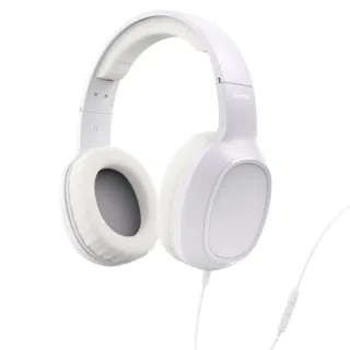 Hama Fun C Auriculares con Microfono Omnidireccional - Cable 1.2m - Diadema Ajustable - Almohadillas de Cuero - Color Blanco