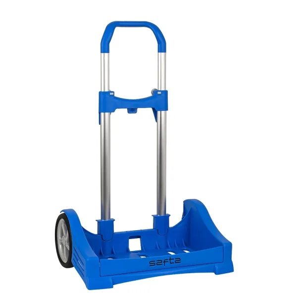 Safta Evolution Carro Portamochilas- Sujecion Universal - Ruedas de 14cm Antivibracion - Aluminio/PP - 40x85x28cm - Color Azul