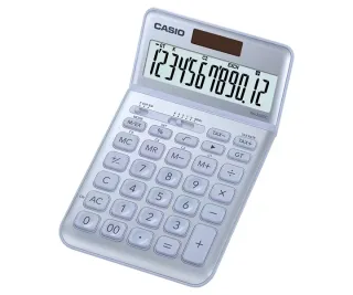 Casio JW-200SC Calculadora de Sobremesa 12 Digitos Inclinacion Ajustable - Simbolos de Comando de Funcion - Memoria Total General e Independiente - Alimentacion Solar y Pilas - Color Azul Cl