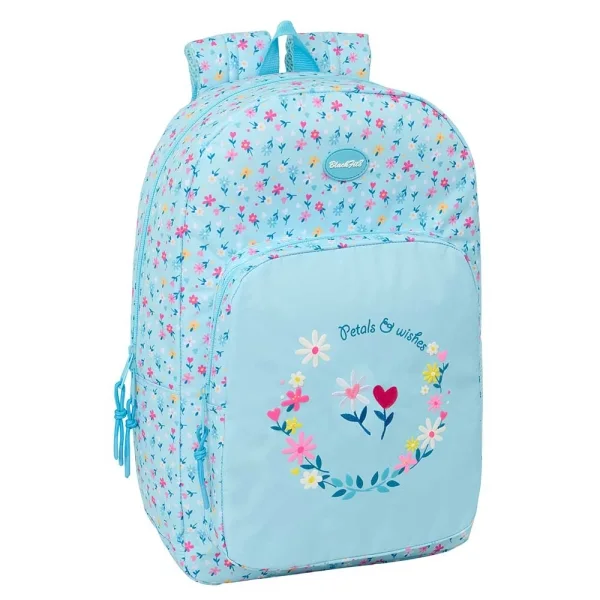 Safta Blackfit8 Petalos Mochila - 19L - Adaptable a Carro - Bolsillo Frontal - Espalda Acolchada - Cremallera con Doble Tirador - Asa de Mano - Hombreras Ergonomicas - 30x46x14cm - Color Azul Claro