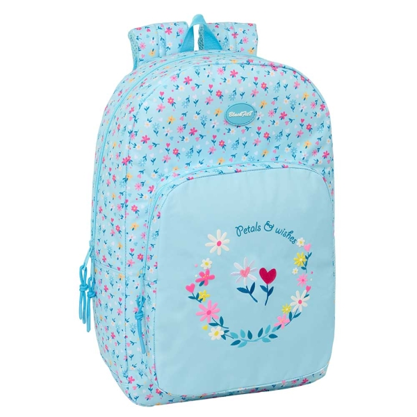 Safta Blackfit8 Petalos Mochila - 19L - Adaptable a Carro - Bolsillo Frontal - Espalda Acolchada - Cremallera con Doble Tirador - Asa de Mano - Hombreras Ergonomicas - 30x46x14cm - Color Azul Claro