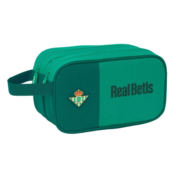 Safta Real Betis Balompie Neceser de 5L - 2 Compartimentos con Cremallera - Asa Lateral - Adapatable a Carro - Resistente al Agua - 260x125x150mm - Color Verde
