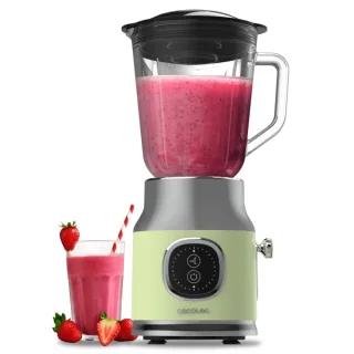 Cecotec RetroTwist Green Batidora de Vaso - Potencia 800W - Capacidad Jarra 1L - Estilo Retro - Cuchillas Recubiertas de Titanio - Color Menta