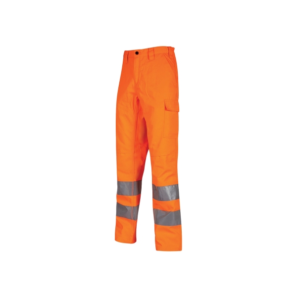 Upower Vega Pantalon de Trabajo de Verano - Talla 2XL - Alta Visibilidad, Comodidad y Resistencia, Refuerzos Lumbar y Rodillas, Cierre Cremallera, Bolsillos Multifuncionales - Color Naranja Fluorescente