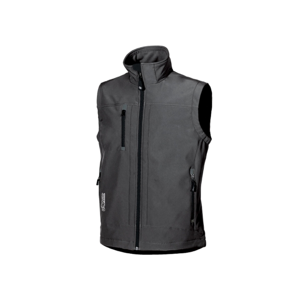 Upower Climb Chaleco de Trabajo Soft Shell - Talla 2XL - Tejido Elastico Transpirable, Resistente al Viento y Agua, Bolsillo para Movil con Cremallera, Proteccion DPI1 - Color Gris Meteorito