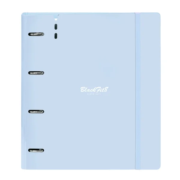 Safta Blackfit8 Cool Carpeta con 4 Anillas 35mm - Tapas de PP Foam - Recambio 100 Hojas - Cierre Elastico - Incluye Separadores - Ranura para Boligrafo - 270x40x320mm - Color Azul Claro