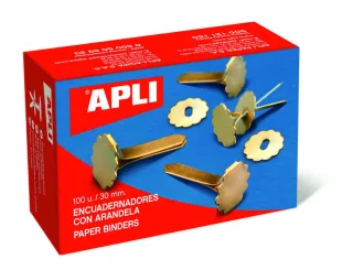 Apli Pack de 100 Encuadernadores Metalicos con Arandela 18mm - Aptos para todo Tipo de Documentos - Incluyen Arandela para Embellecer y Evitar Rozaduras
