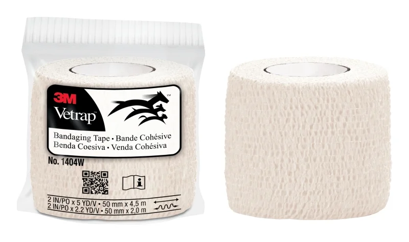 3M Vetrap Venda Cohesiva - 5cm x 4.5m - Flexible - Transpirable - Autoadhesiva - Color Blanco
