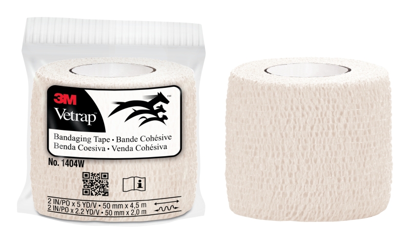 3M Vetrap Venda Cohesiva - 5cm x 4.5m - Flexible - Transpirable - Autoadhesiva - Color Blanco