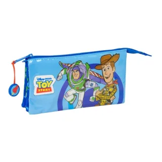 Safta Toy Story Good Vibes Portatodo - 3 Compartimentos con Cremalleras - Bolsillo Interior - 0.60L - 220x30x120mm - Color Azul