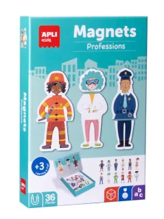Apli Juego magnetico de las Profesiones - Ayuda a Familiarizarse con Profesiones y Oficios - 36 Fichas Magneticas con Diferentes Personajes - Recomendado para Niños a partir de 3 Años