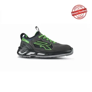 Upower Negan S ESD Calzado de Seguridad Bajos - Talla 35 - Nailon Ultraflexible, Gamuza Suave, Collarin Lycra, Puntera Aluminio, Suela Antideslizante, Proteccion S1PS FO SR - Color Gris/Verd