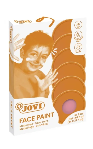 Jovi Estuche de 6 Botes Maquillaje Crema - Hipoalergenico - Base Grasa - Facil Aplicacion - Gran Cobertura - 12 Colores Mezclables - sin Parabenos - Retiro Facil - Color Rosa