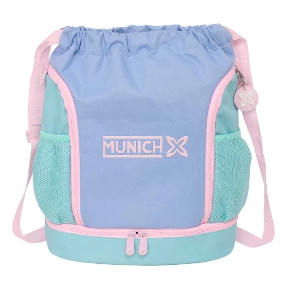 Safta Munich Mellow Saco Mochila - Bolsillo Interior con Cremallera - Bolsillos Laterales - Hombreras Ajustables - 21.93L - 340x150x430mm - Color Azul Claro