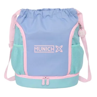 Safta Munich Mellow Saco Mochila - Bolsillo Interior con Cremallera - Bolsillos Laterales - Hombreras Ajustables - 21.93L - 340x150x430mm - Color Azul Claro