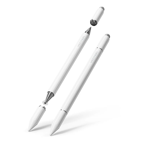 Vention Lapiz Digital 3 en 1 para Tablet y Smartphone - Recargable - Acero Inoxidable - Magnetico - Aluminio - Triple Punta - 9x162.4mm - Color Blanco