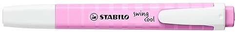 Stabilo Swing Cool Pastel Marcador Fluorescente - Cuerpo Plano - Punta Biselada - Trazo entre 1 y 4mm - Tinta con Base de Agua - Antisecado - Color Fucsia Helado · Pack de 10 uds.
