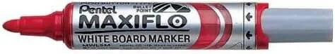 Pentel Maxiflo Rotulador para Pizarra Blanca - Regulacion del Flujo de Tinta - Punta Redonda - Ancho de Linea 2,5mm - 50% de Materiales Reciclados - Color Rojo · Pack de 12 uds.
