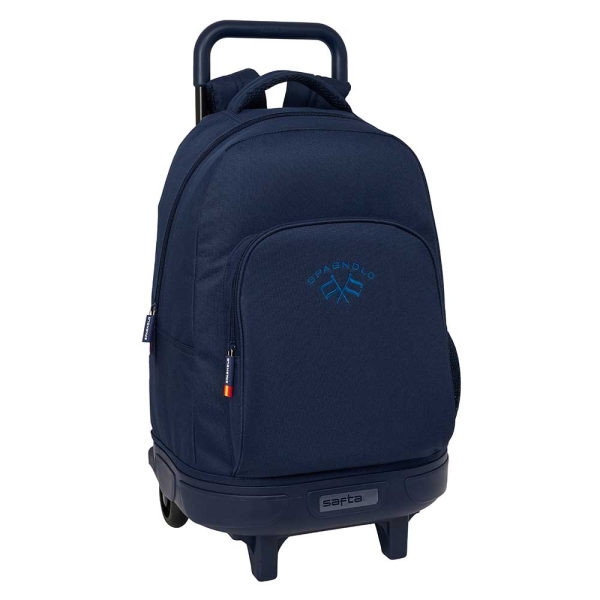 Safta Spagnolo Mochila con Carro - Extraible - 33L - Portabotellas - Tarjeta de Identificacion Personal - Cremallera con Doble Tirador - Asa de Mano - Bolsillo Frontal - 33x45x22cm - Color Azul Noche
