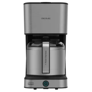 Cecotec Coffee 66 Drop and Thermo Cafetera de Goteo para 10 Tazas - 950W - Capacidad 1.2L - Termostato - Termo de Acero Inoxidable - Sistema Antigoteo - Apagado Automatico - Color Negro y Gr