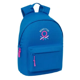 Safta Benetton Basics Azulina Mochila para Portatil hasta 14.1" - Bolsillo para Tablet - Bolsillo Trasero - Tirador Doble - Hombreras Ergonomicas - Asa Superior - 20L - 310x160x410mm - Color