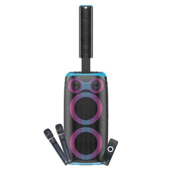 Coolsound Blast Pump 2.1 Altavoz Karaoke - 2x 6.5" - 80W RMS - 5 Tweeters - Iluminacion RGB - Bluetooth, USB, Tarjeta TF y Auxiliar - 2 Microfonos Inalambricos Incluidos - Mando a Distancia - Color Azul
