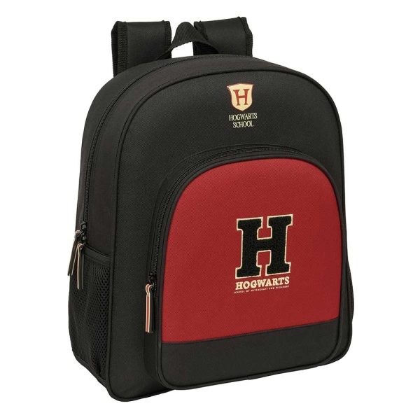 Safta Harry Potter Hogwarts Mochila - 15L - Adaptable a Carro - Bolsillo Frontal - Portabotellas - Cremallera con Doble Tirador - Asa de Mano - Hombreras Acolchadas - 32x38x12cm - Color Negro y Rojo