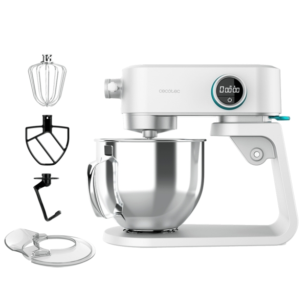 Cecotec Twist and Fusion 4000 Luxury Batidora Amasadora - 800W - Movimiento Planetario - Bol de Acero de 5.2L - 8 Velocidades - Multifuncion - Pantalla LED - Temporizador - Aluminio Fundido