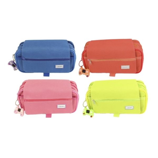 Lagart Portatodo Grande con 3 Compartimentos - Con Solapa y LLavero - Colores Surtidos · Pack de 8 uds.