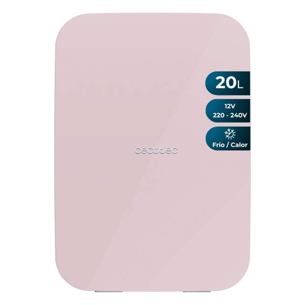 Cecotec Bolero MiniCooling 20L Bahamas Pink Mini Frigorifico Portatil - Capacidad 20L - 12V/220V - Temperatura Regulable - Enfria hasta 7ºC - Funcion Calentamiento hasta 65ºC - Color Rosa Pa