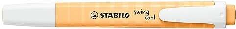 Stabilo Swing Cool Pastel Marcador Fluorescente - Cuerpo Plano - Punta Biselada - Trazo entre 1 y 4mm - Tinta con Base de Agua - Antisecado - Color Naranja Palido · Pack de 10 uds.