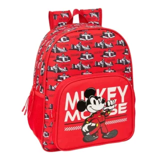 Safta Mickey and Friends Racing Mochila - 15L - Adaptable a Carro - Bolsillo Frontal - Portabotellas - Cremallera con Doble Tirador - Asa de Mano - Hombreras y Espalda Acolchada - 32x38x12cm