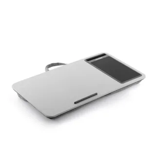 Innovagoods Deskion Soporte para Portatil con Cojin XL - Multifuncion - Antideslizante - Alfombrilla de Raton - Ranura para Smartphone - 57.5x30.5x5.8cm - Color Gris y Negro