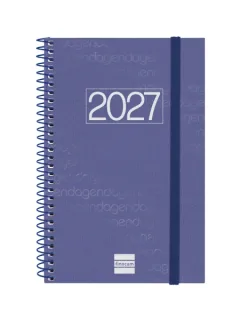 Finocam Espiral Basics Year Agenda - Anual 2027 - Semana Vista Horizontal - Formato E5 - 117x181mm - Espiral - Tapa de Polipropileno - Esquinas Microperforadas - Papel de 80g/m2 - Color Azul