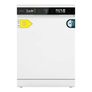 Cecotec Bolero Aguazero 6320 Lavavajillas de 60cm - 15 Servicios - Modo Turbo - Pantalla XXL - 8 Programas - Bandeja para Cubiertos - Inicio Programable - Color Blanco y Negro