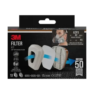 3M Filtros de Repuesto para Mascara de Media Cara - Proteccion Contra Vapores Organicos A2 - Proteccion Contra Altos Niveles de Particulas P3 - Color Gris