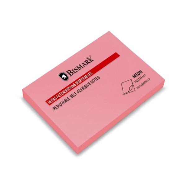 Bismark Bloc de 100 Notas Adhesivas 76x127mm - Color Rosa Neon · Pack de 12 uds.