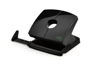 Novus B 220 re+new Perforadora de Papel - Fabricada con Plastico Reciclado - Hasta 20 Hojas - Escala de Tope - Vaciado Facil - Punzones 5.5mm - Color Negro