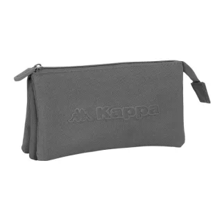 Safta Kappa Basics Gris Portatodo - 3 Compartimentos con Cremalleras - Bolsillo Interior - 0.6L - 220x30x120mm - Color Gris