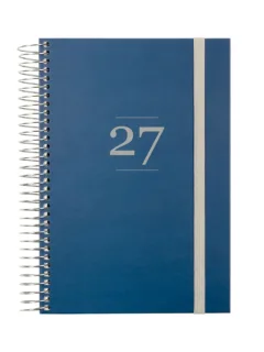 Finocam Moda Agenda Internacional - Anual 2027 - 1 Dia por Pagina - 140x204mm - Goma Elastica - Tapa Dura de Carton Forrado - Esquinas Microperforadas - Papel de 80g/m2 - Color Azul