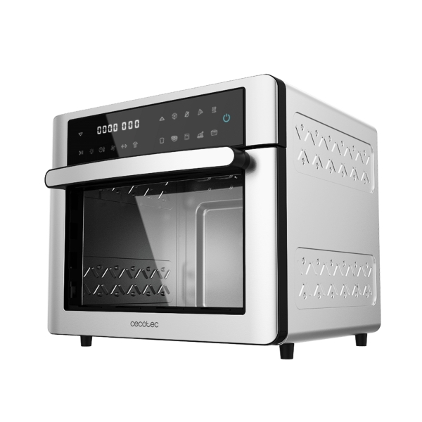 Cecotec Bake and Fry 3000 Touch Steel Horno de Sobremesa - 1600W - Capacidad 30L - Freidora de Aire - Pantalla Tactil - 9 Funciones - Cocina por Conveccion - Temperatura hasta 230°C - Acero