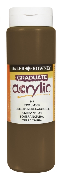 Daler Rowney Graduate Pintura Acrilica - Botella de Plastico - 500ml - Color Sombra Natural