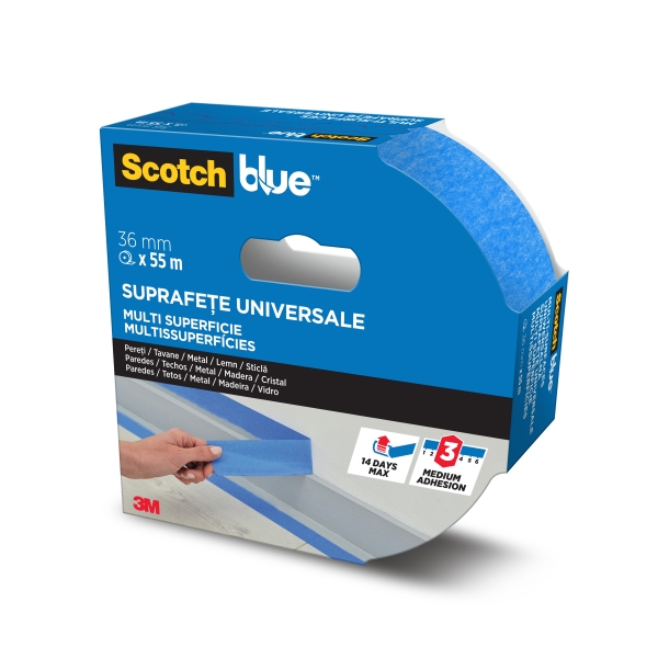 Scotchblue Cinta de Enmascarar - 36mm x 55m - 100% PEFC - Multisuperficie - Color Azul
